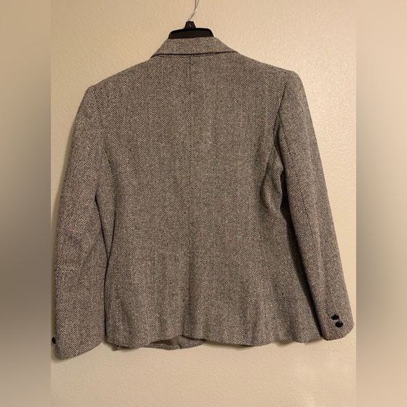 OSCAR DE LA RENTA VTG Wool Blend Tweed Herringbone Two Button Blazer Womens 6 - Picture 2 of 8